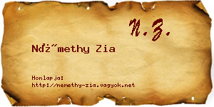 Némethy Zia névjegykártya
